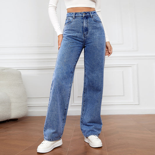 Modische All-Match High Waist Washed Jeans für Damen